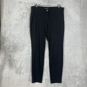 EILEEN FISHER Black Ankle Zip Pants S Stretch Casual Pockets Button Front Comfy